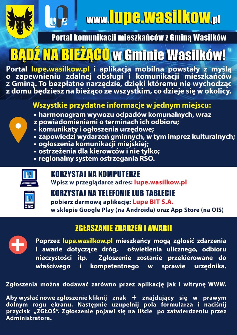 Korzystaj z lupe.wasilkow.pl i bądź na bieżąco w Gminie Wasilków!